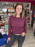 Camille Raglan Sweater in Merlot