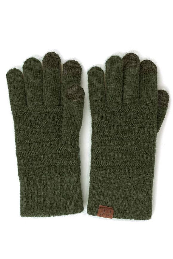 Olive C.C Solid Ribbed Knit Gloves