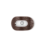 Brown Crocodile Small Flat Round Hair Clip
