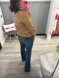 Embroidered Sleeve Sweater in Camel