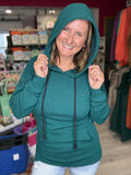 Kacey Ribbed Hoodie in Deep Teal