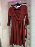 Cross Front Dress in Rust