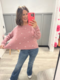 Pom Pom Polka Dot Sweater in Mauve