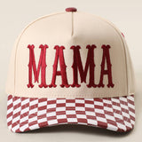 MAMA Embroidered Checkered Brim Trucker Hat: NAVY / ONE SIZE
