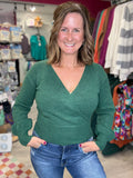Crossover Sweater in Dark Green