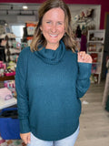 Cowl Neck Sweater in Rich Teal