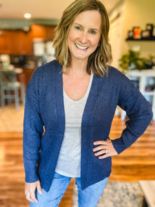 Cozy Waffle Cardigan in Navy