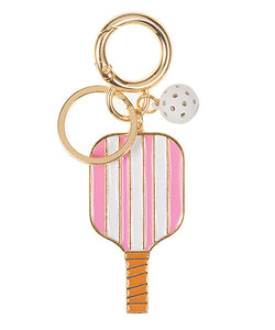 Pickle Ball Keychain in Pink Stripe