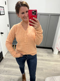 Henley Ruffle Sweater in Creamsicle