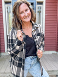 Kendra Shacket in Black & Tan Plaid