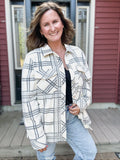 Santa Fe Shacket in Ivory Grey Plaid