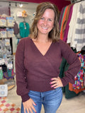 Crossover Sweater in Dark Cherry