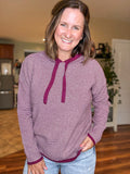 Hoodie Sweater in Dark Magenta Stripe