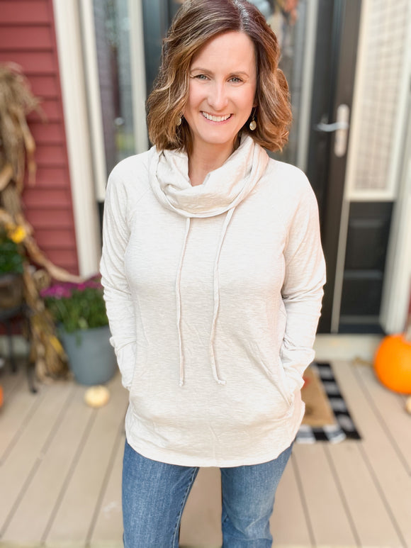 Oatmeal Cowl Neck Top