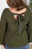 Bethany Bow Knit Sweater in Olive