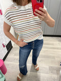 Neutral Stripe Crochet Top