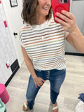 Neutral Stripe Crochet Top