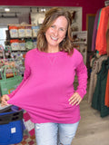 Classic Crew Neck Sweater in Spicy Pink
