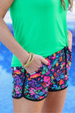 Fiesta Time Black Floral Everyday Shorts