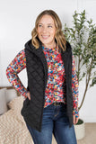 Heather Hooded Vest in Black