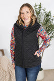 Heather Hooded Vest in Black
