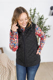 Heather Hooded Vest in Black