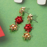 Multi Christmas Gift Bow Drop Earrings: Multi,Red