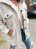 Naomi Fleece Shacket in Sand Beige