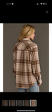 Kendra Shacket in Brown Rose Plaid