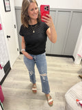 Vintage Distressed Crop Straight Vervet Denim