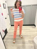 Coral Burst Crop Straight Distressed Denim