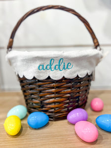 Embroidered - Neutral Lined Basket