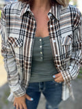 Ivory Flannel Plaid Top