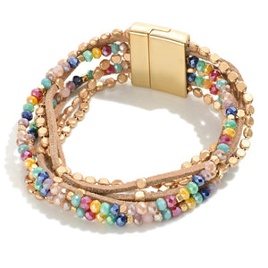 Multi Color Beaded Multi Strand Bracelet