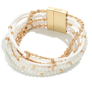 Ivory Beaded Multi Strand Bracelet