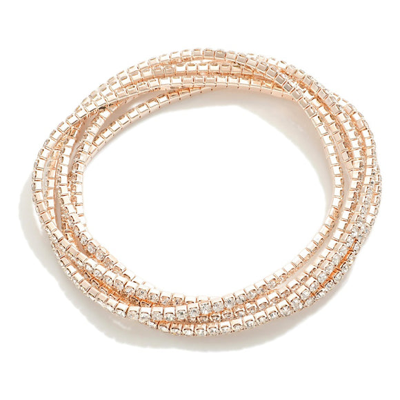 Rose Gold Stretch Rhinestone Bracelets