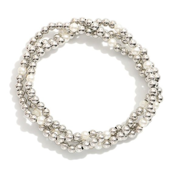 Silver stretch Bracelet Set