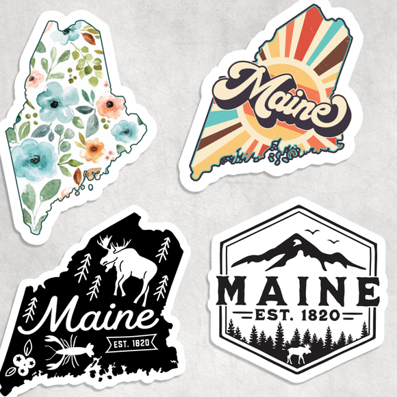 Maine Stickers: Design 1 - Floral