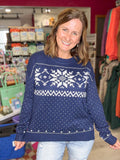 Navy Snowflake Holiday Sweater