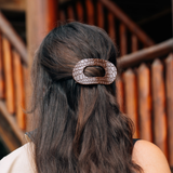 Brown Crocodile Medium Flat Round Hair Clip
