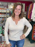 Notched Neck Top in Oatmeal