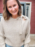 Cutout Tie Neck Sweater in Mocha