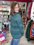 Stripe Cardigan in Dark Jade