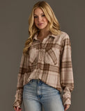 Kendra Shacket in Brown Rose Plaid