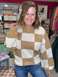 Checkered Sweater in Cream