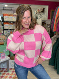 Checkered Sweater in Pink