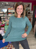 Soft Ribbed Long Sleeve in Dark Jade