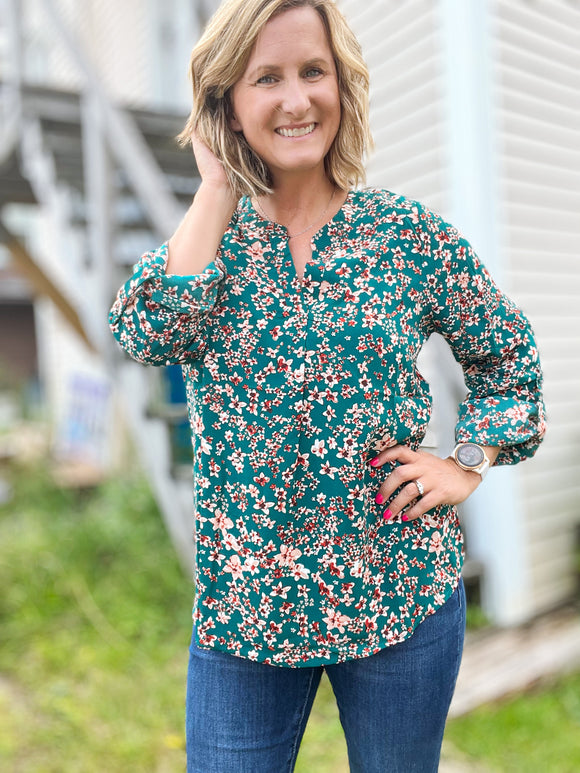 Evergreen Floral Blouse