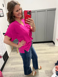 Drop Shoulder Top in Spicy Pink