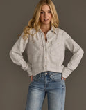 Kendra Shacket in White & Grey Plaid